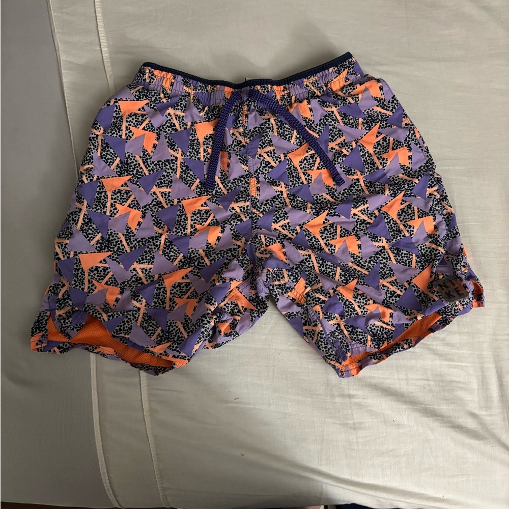 Nike Men's Purple and Orange Patterned Athletic Shorts